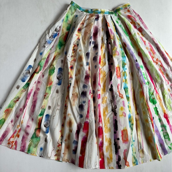 Rosie Assoulin White Watercolor Print Cotton-blend Midi Skirt - Picture 4 of 8